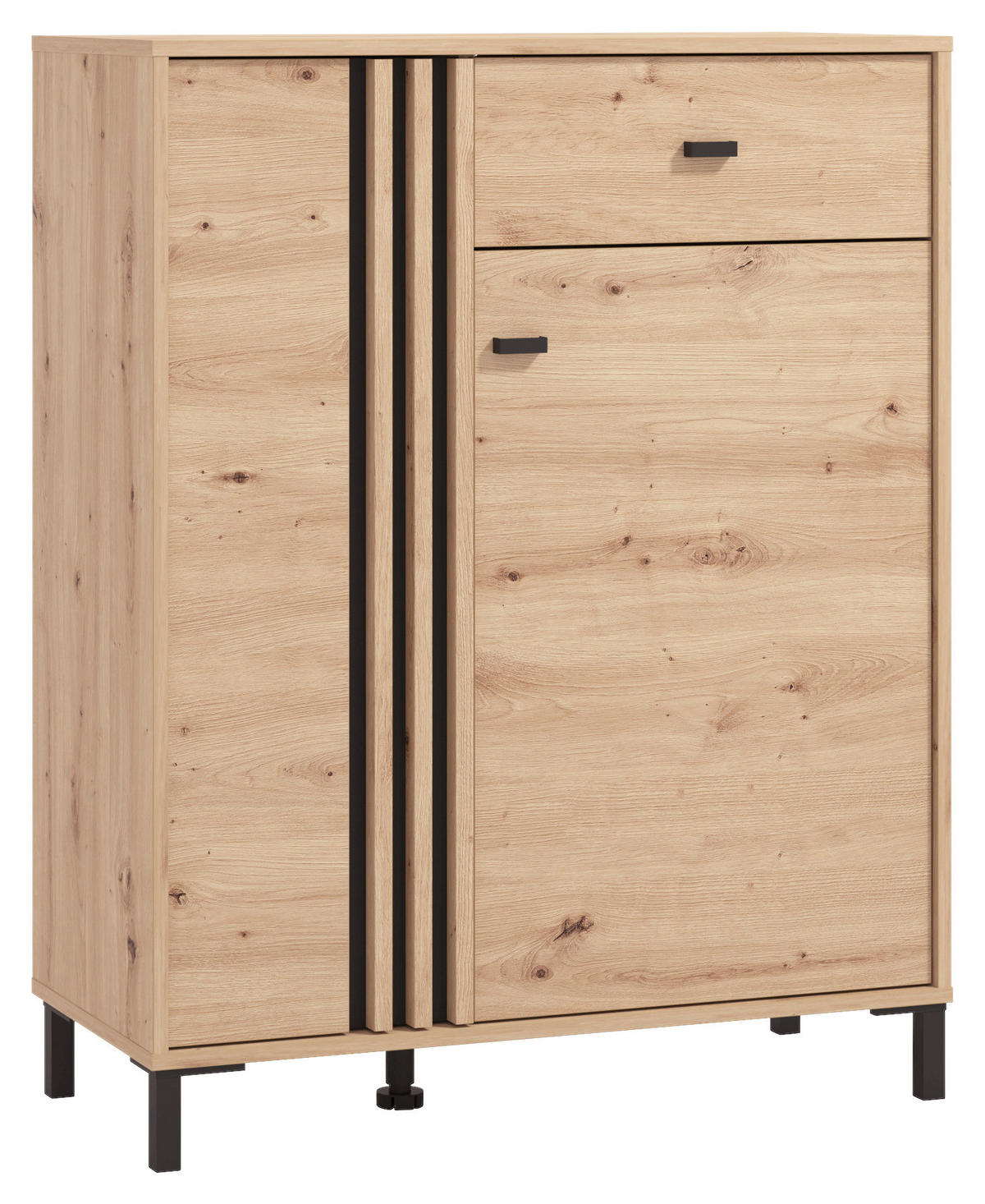 GARDEROBE 6-teilig  in 240/192,5/40 cm  - Schwarz/Eiche Artisan, Basics, Holzwerkstoff/Textil (240/192,5/40cm) - Carryhome