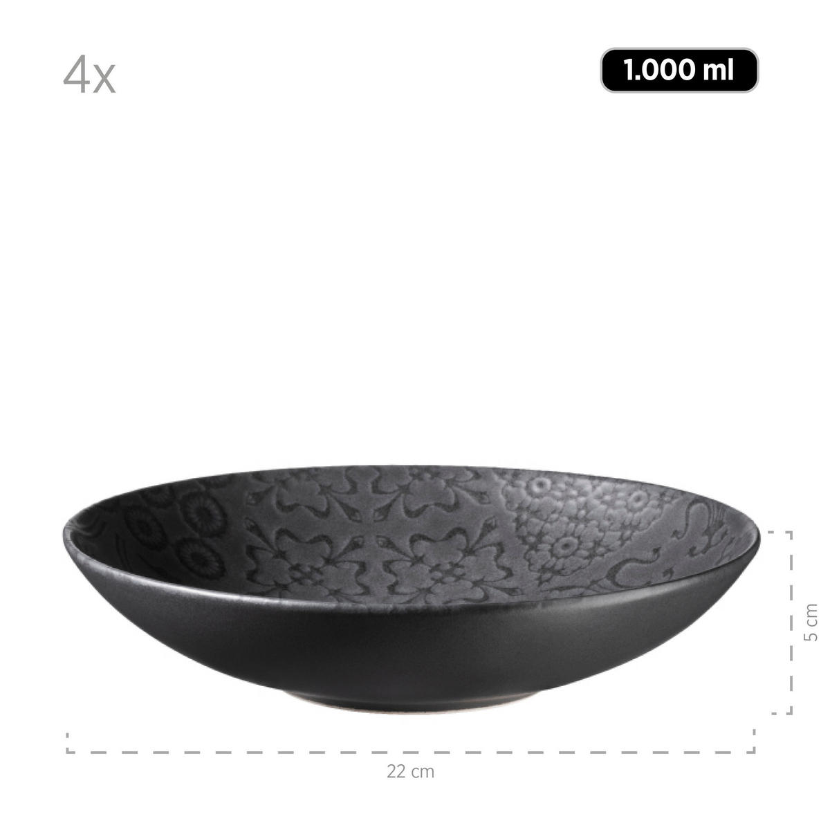 TAFELSERVICE Schwarz 12-teilig  - Schwarz, Basics, Keramik - Mäser