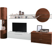 OBÝVACÍ STĚNA, barvy ořechu, bílá - bílá/barvy ořechu, Design, kov/dřevo (308/204,2/51,9cm) - Ambiente by Hülsta