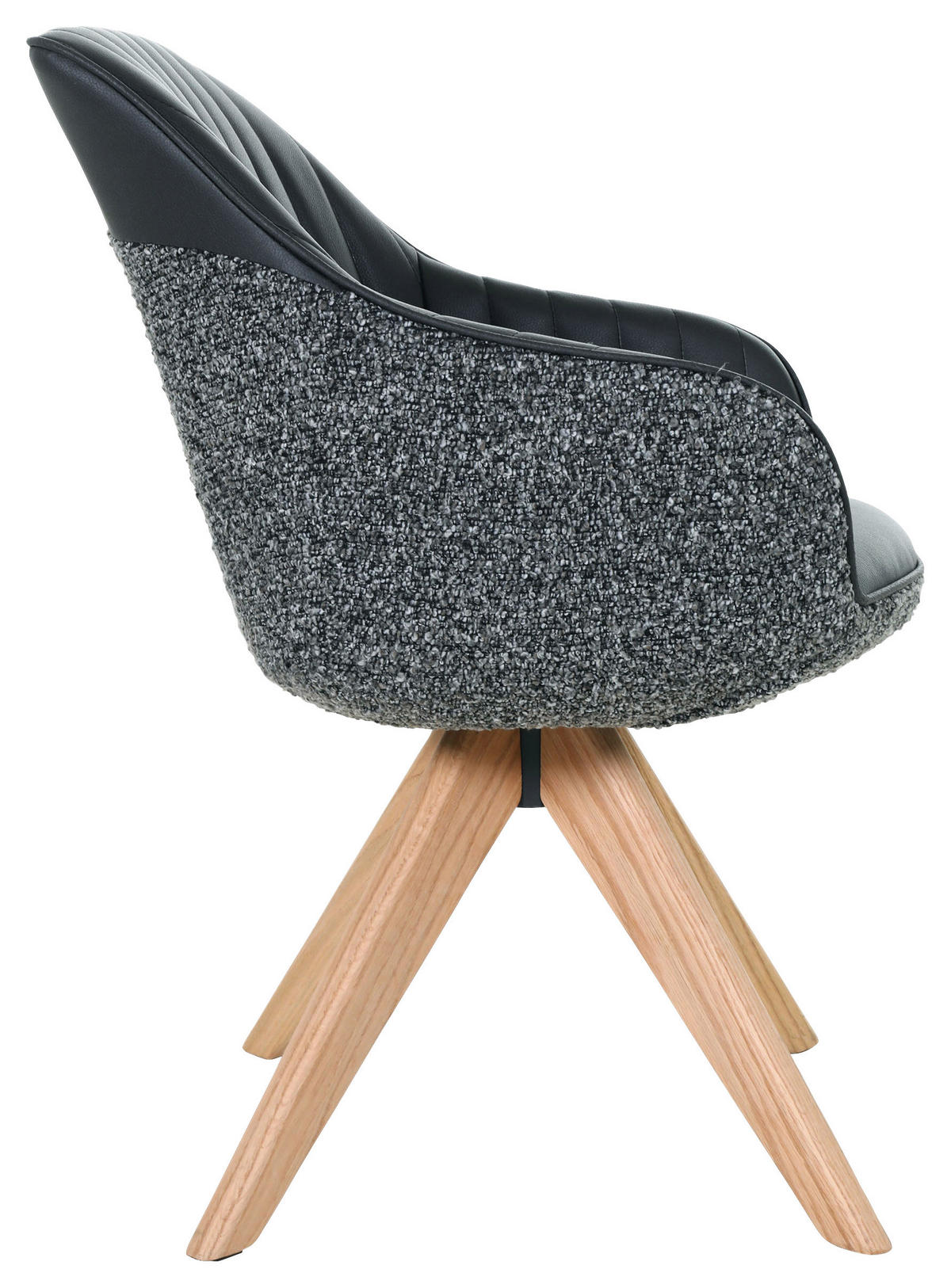 STOLIČKA S PODRÚČKAMI, ženilka, vzhľad kože, čierna, farba duba - čierna/farba duba, Konventionell, drevo/textil (60/83/65cm) - home24