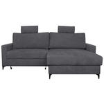 ECKSOFA Anthrazit Struktur Rückenkissen, Bettkasten, Schlaffunktion, Rücken echt, Kopfstütze, Liegefläche im Originalstoff  - Anthrazit/Schwarz, KONVENTIONELL, Textil/Metall (230/164cm) - Carryhome