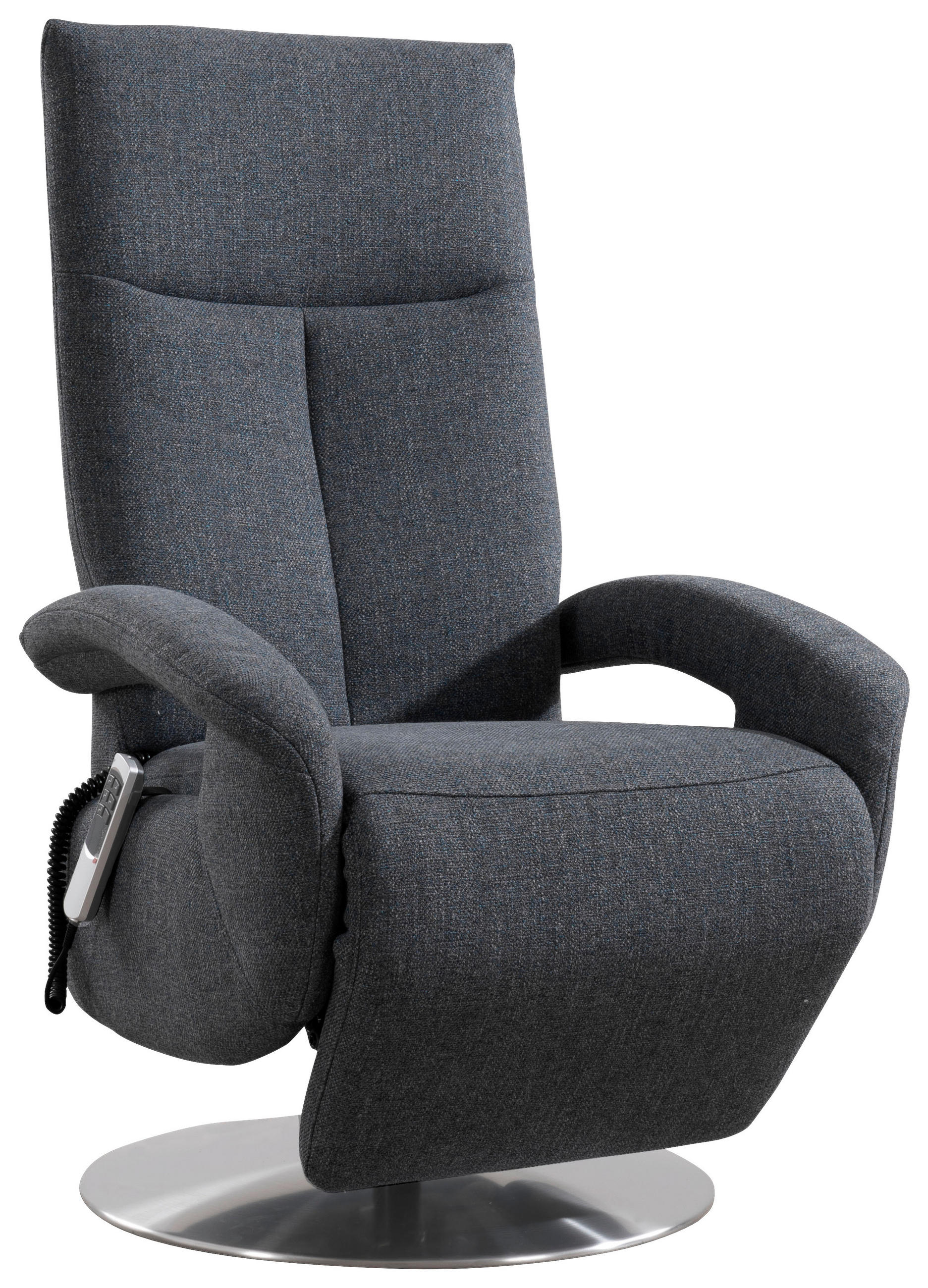 DREHSTUHL Flachgewebe Blaugrau  - Chromfarben/Blaugrau, KONVENTIONELL, Textil/Metall (74/112/82cm) - Sit & More