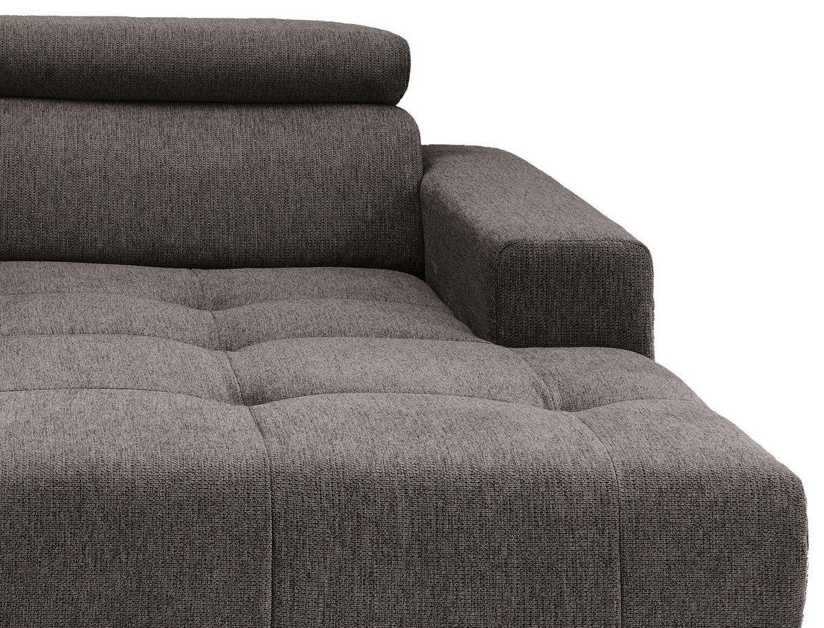 ECKSOFA in Chenille Graubraun  - Graubraun/Schwarz, Konventionell, Textil/Metall (200/188cm) - Livetastic