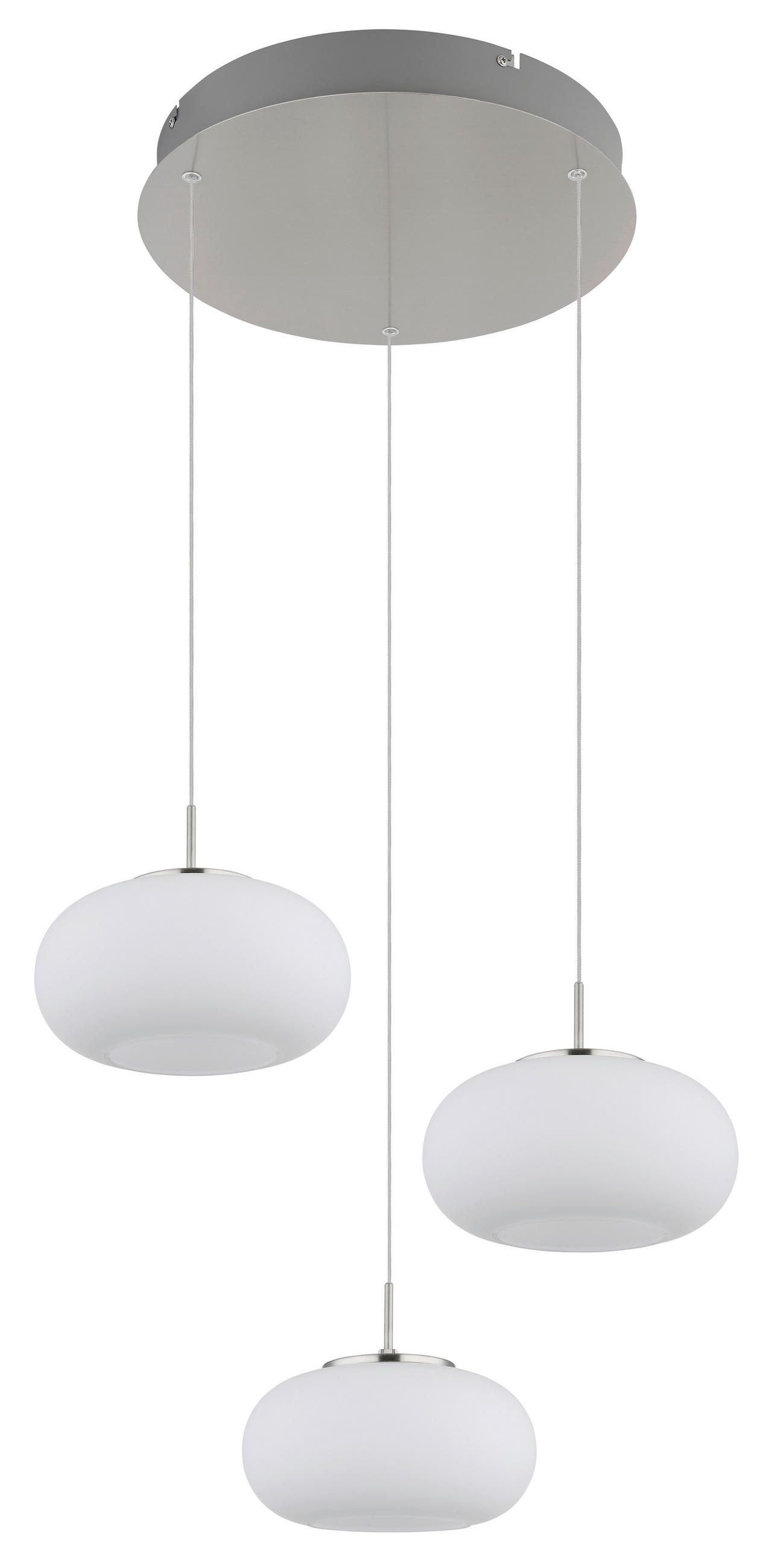 LED-HÄNGLAMPA 49/49/150 cm  - opal/nickelfärgad, Design, metall/glas (49/49/150cm) - Globo