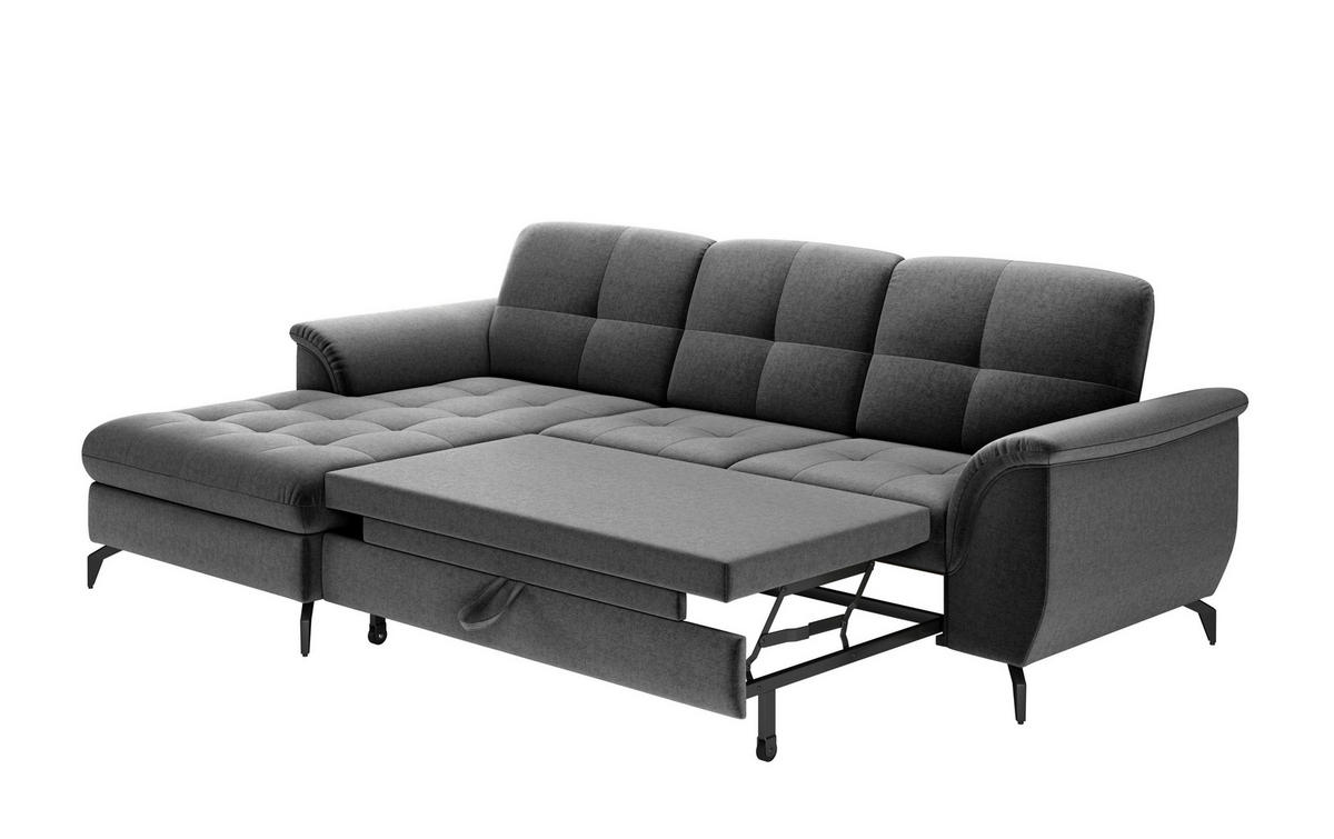 ECKSOFA in Flachgewebe Dunkelgrau  164/262 cm  - Dunkelgrau/Schwarz, MODERN, Textil/Metall (164/262cm) - Sit & More