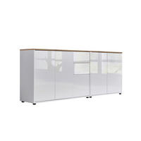 SIDEBOARD Mailand Set 10  in 184,5/73/33 cm  - Weiß Hochglanz/Schwarz, MODERN, Holzwerkstoff/Kunststoff (184,5/73/33cm) - MID.YOU