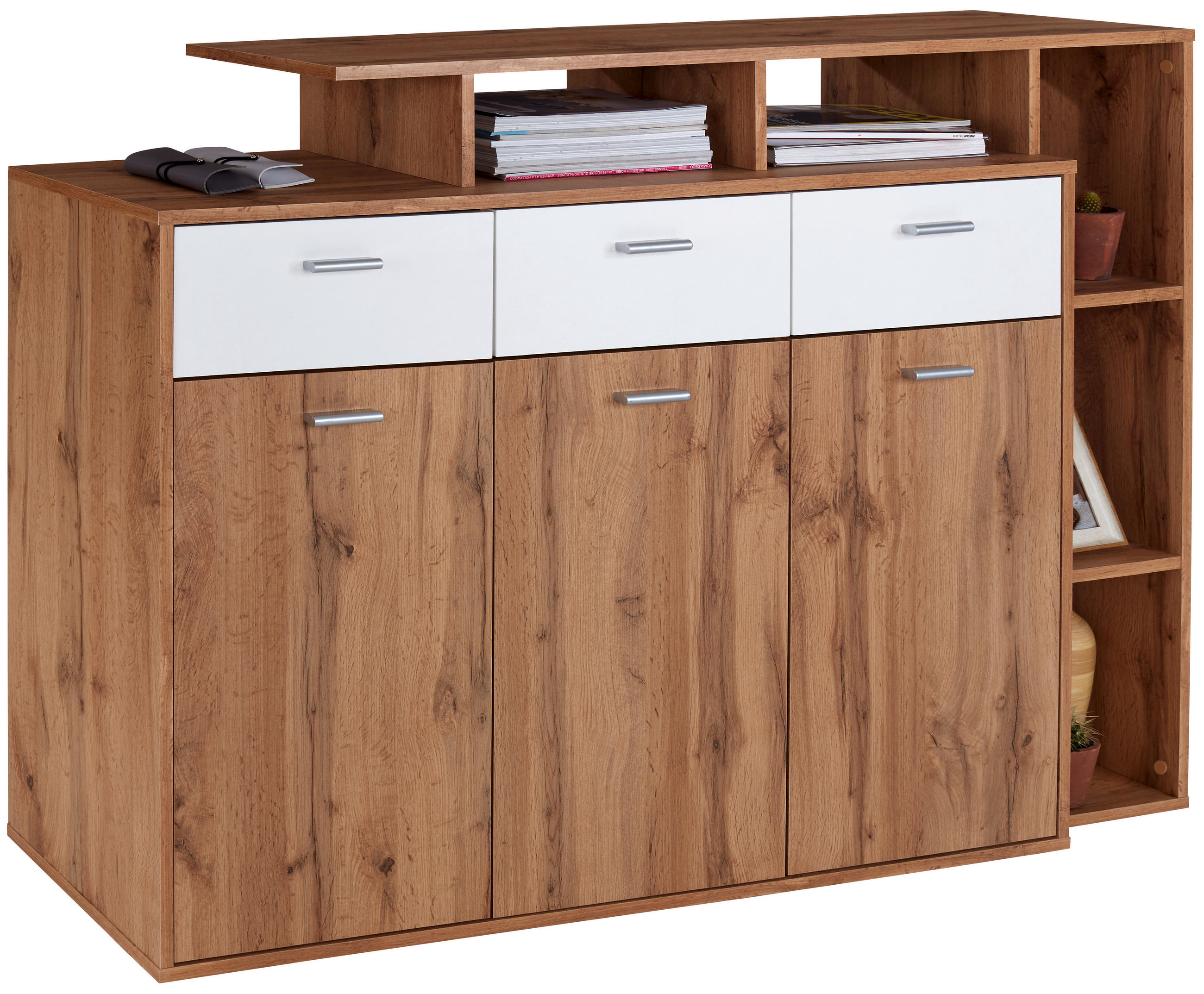 Kommode B 150cm Tom, San Remo Eiche Dekor/weiß