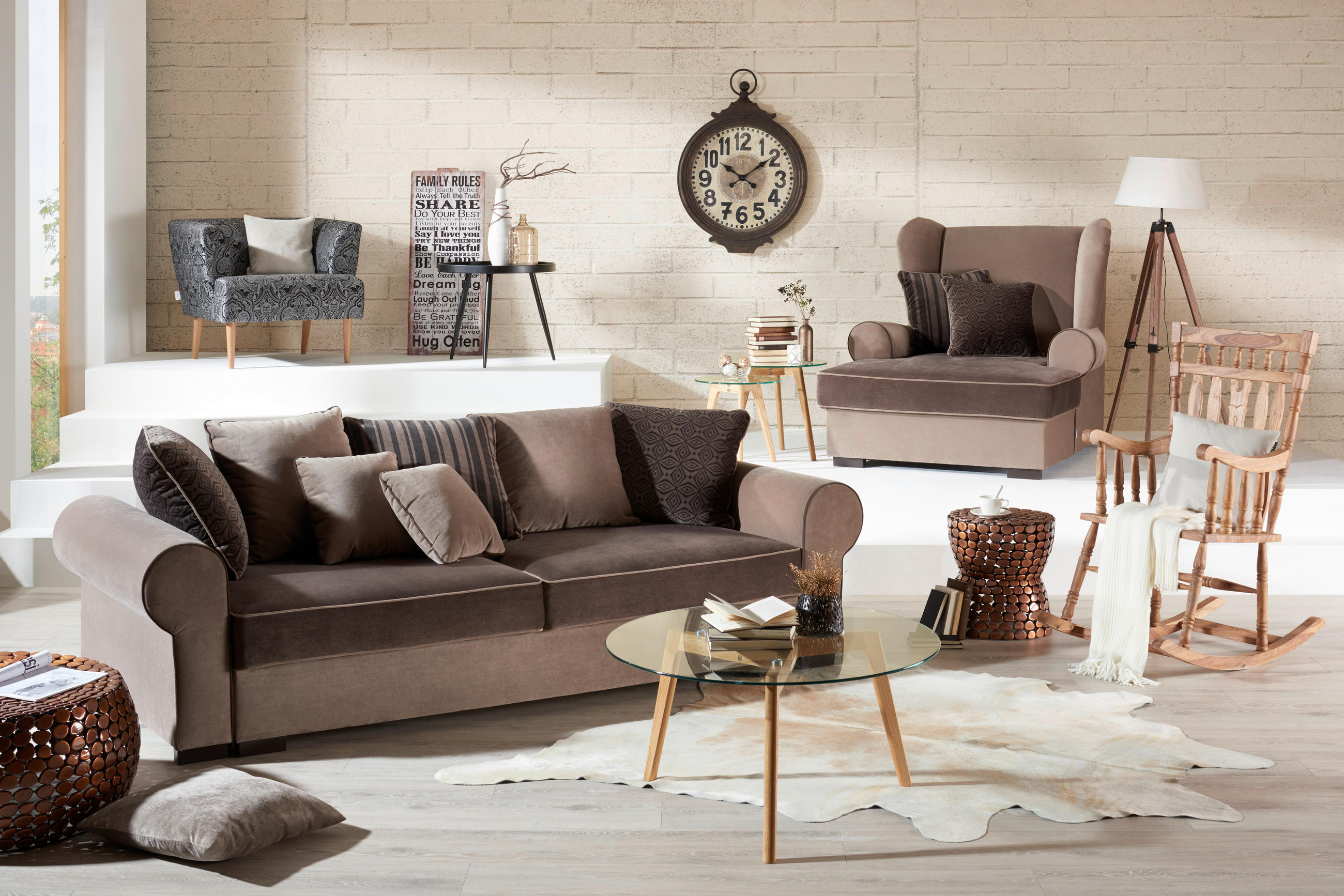 COUCHTISCH Eiche massiv Klarglas 90/90/45 cm rund Klar, Eichefarben  - Klar/Eichefarben, Design, Glas/Holz (90/90/45cm) - Carryhome