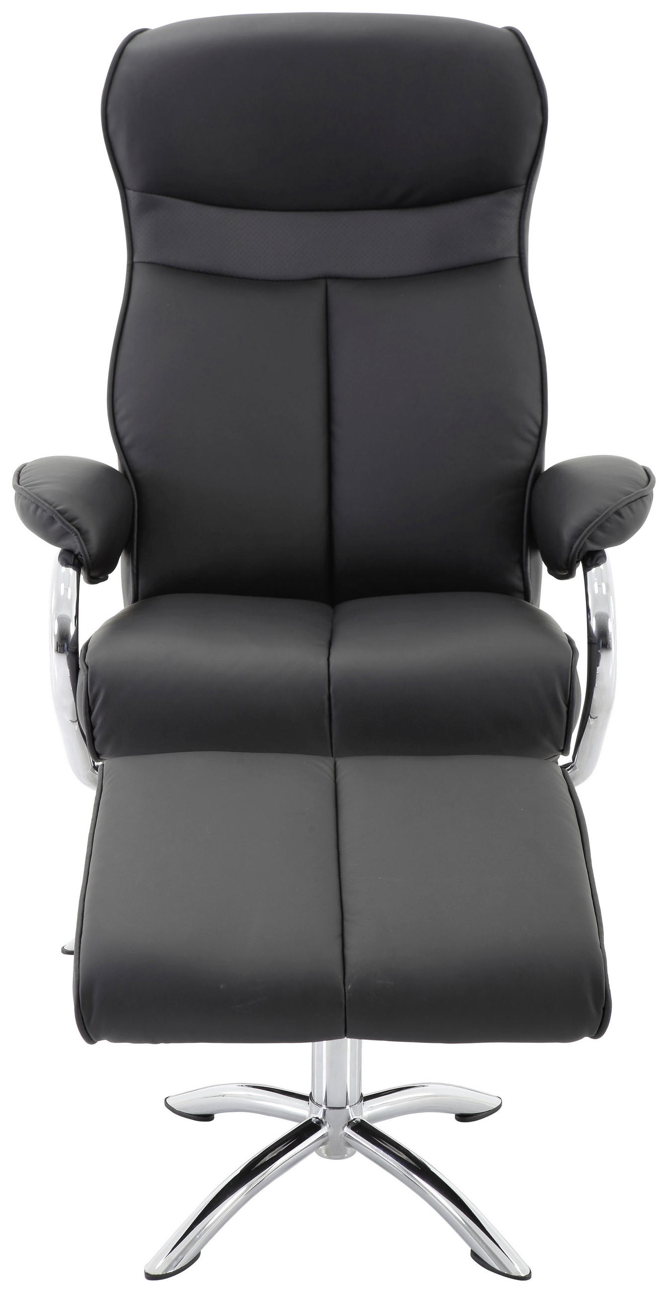 RELAXSESSELSET Lederlook Hocker    - Chromfarben/Schwarz, Design, Textil/Metall (76/107/106cm) - Livetastic