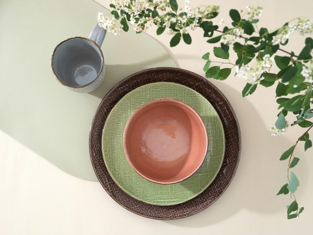 KOMBISERVICE Braun, Creme, Grün, Orange 16-teilig 4 Personen  - Creme/Braun, LIFESTYLE, Keramik (34/31,5/33cm) - Creatable