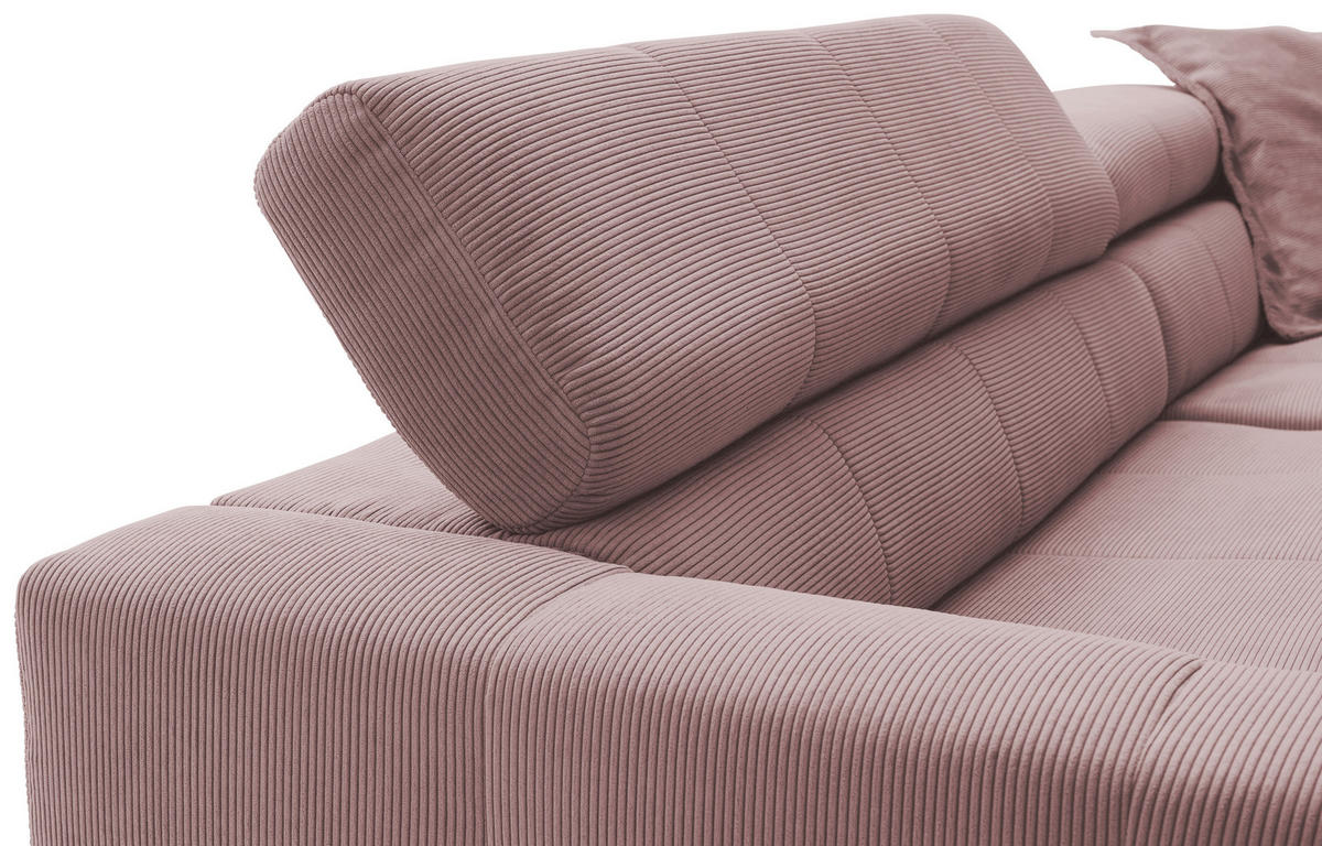 ECKSOFA in Feincord Altrosa  - Schwarz/Altrosa, Konventionell, Textil/Metall (311/219cm) - Hom`in