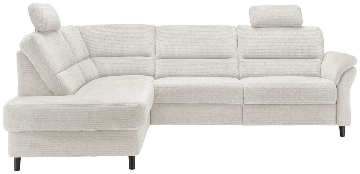 ECKSOFA in Mikrofaser Creme  190/266 cm  - Creme/Schwarz, MODERN, Holz/Textil (190/266cm) - Livetastic