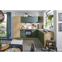 EINBAUKÜCHE C28  - Dunkelgrün/Eichefarben, MODERN, Holzwerkstoff/Metall (275/215cm) - Welnova