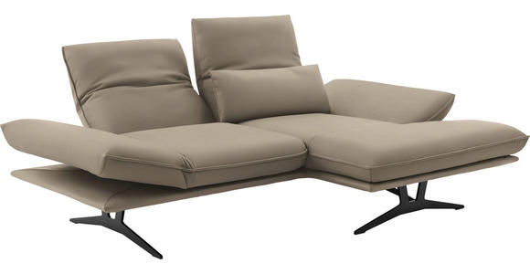 ECKSOFA in Echtleder Sandfarben 210/130 cm - Sandfarben/Schwarz, Design, Leder/Metall (210/130cm) - Dieter Knoll