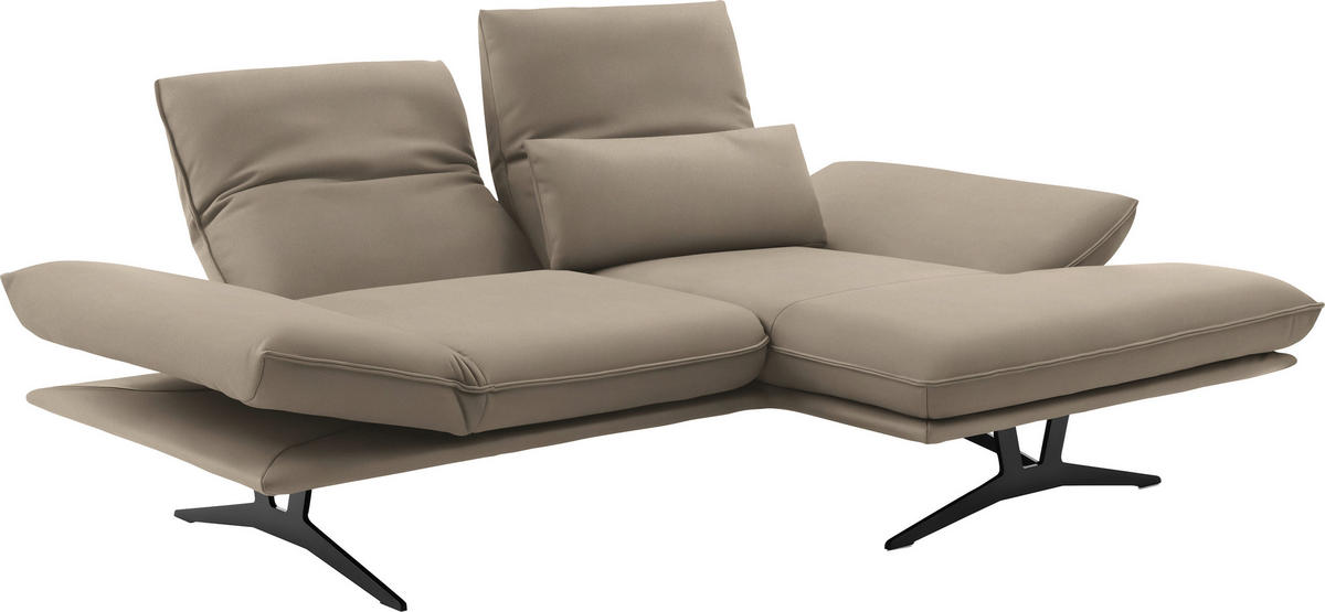ECKSOFA in Echtleder Sandfarben  - Sandfarben/Schwarz, Design, Leder/Metall (210/130cm) - Dieter Knoll