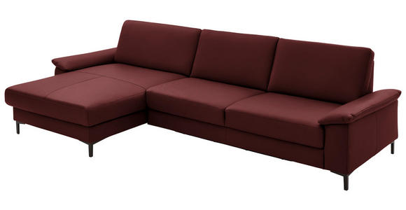 ECKSOFA in Echtleder Brombeere 176/334 cm - Brombeere/Schwarz, Design, Leder/Metall (176/334cm) - Dieter Knoll
