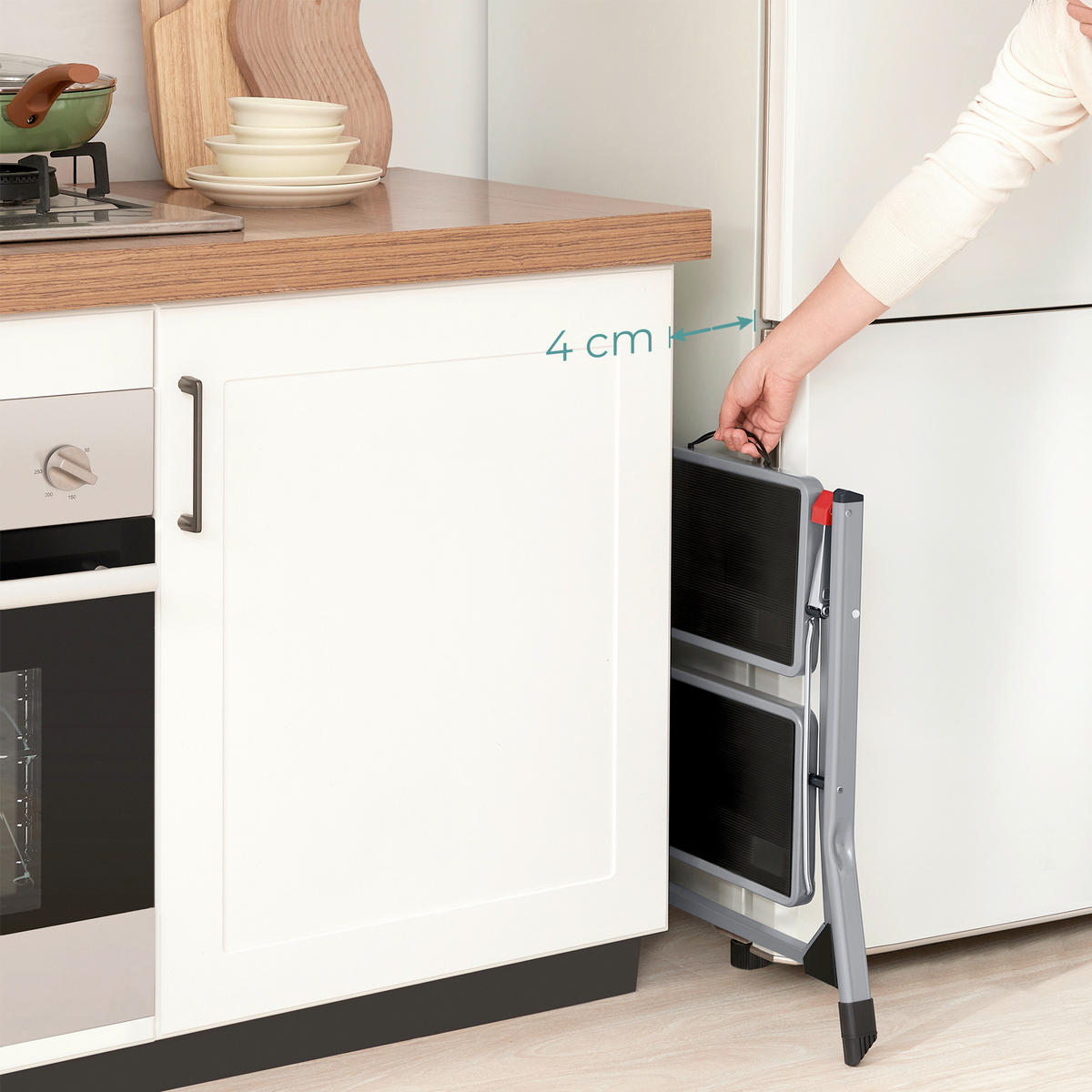KLAPPTRITTLEITER - Grau, Basics, Metall (49/43/47cm)