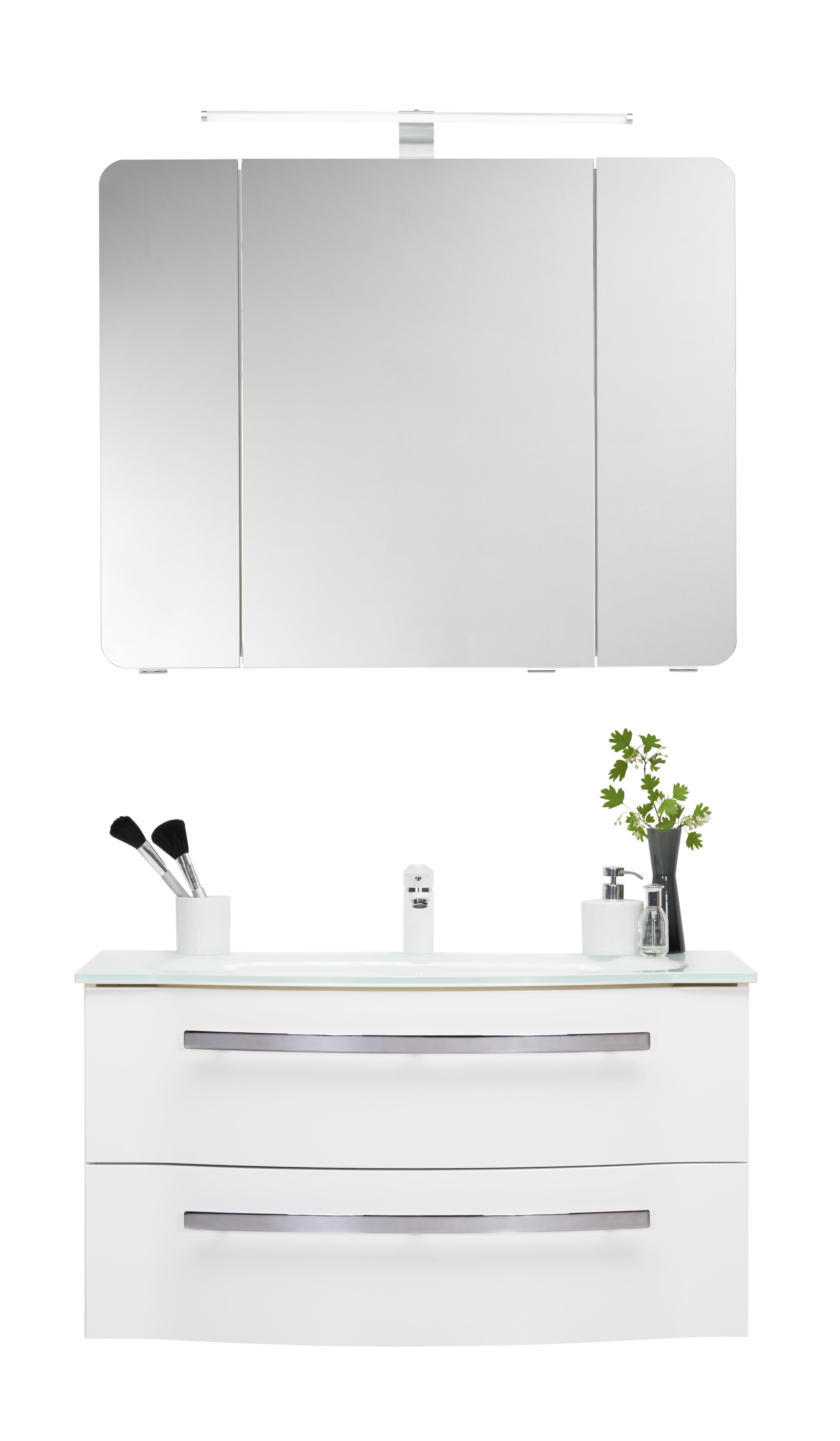 KÚPEĽŇA, biela, 92 cm - biela, Design, kompozitné drevo/sklo (92cm) - Sadena