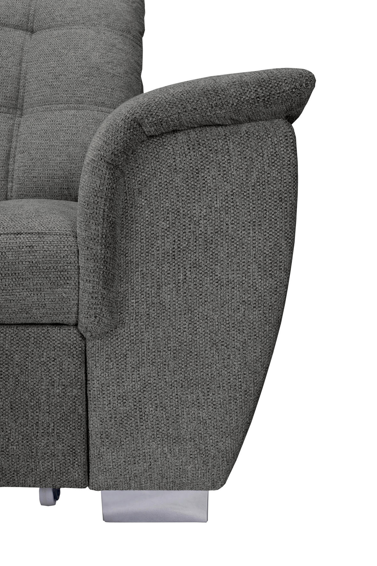 ECKSOFA Graubraun Chenille  - Chromfarben/Graubraun, KONVENTIONELL, Kunststoff/Textil (205/260cm) - Carryhome