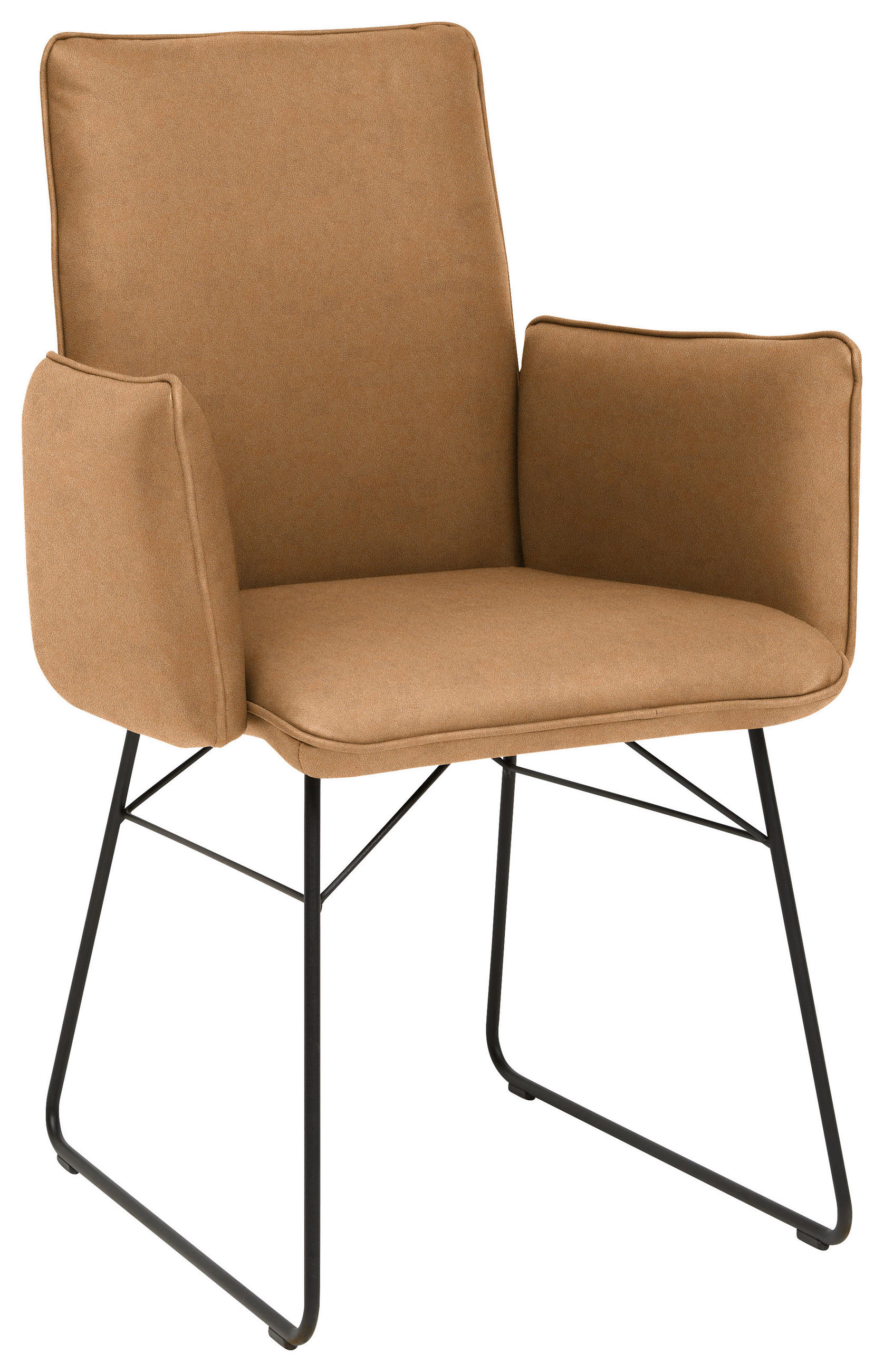 ARMLEHNSTUHL  in Stahl Mikrofaser  - Cognac/Schwarz, Design, Textil/Metall (61/91/60cm) - Dieter Knoll