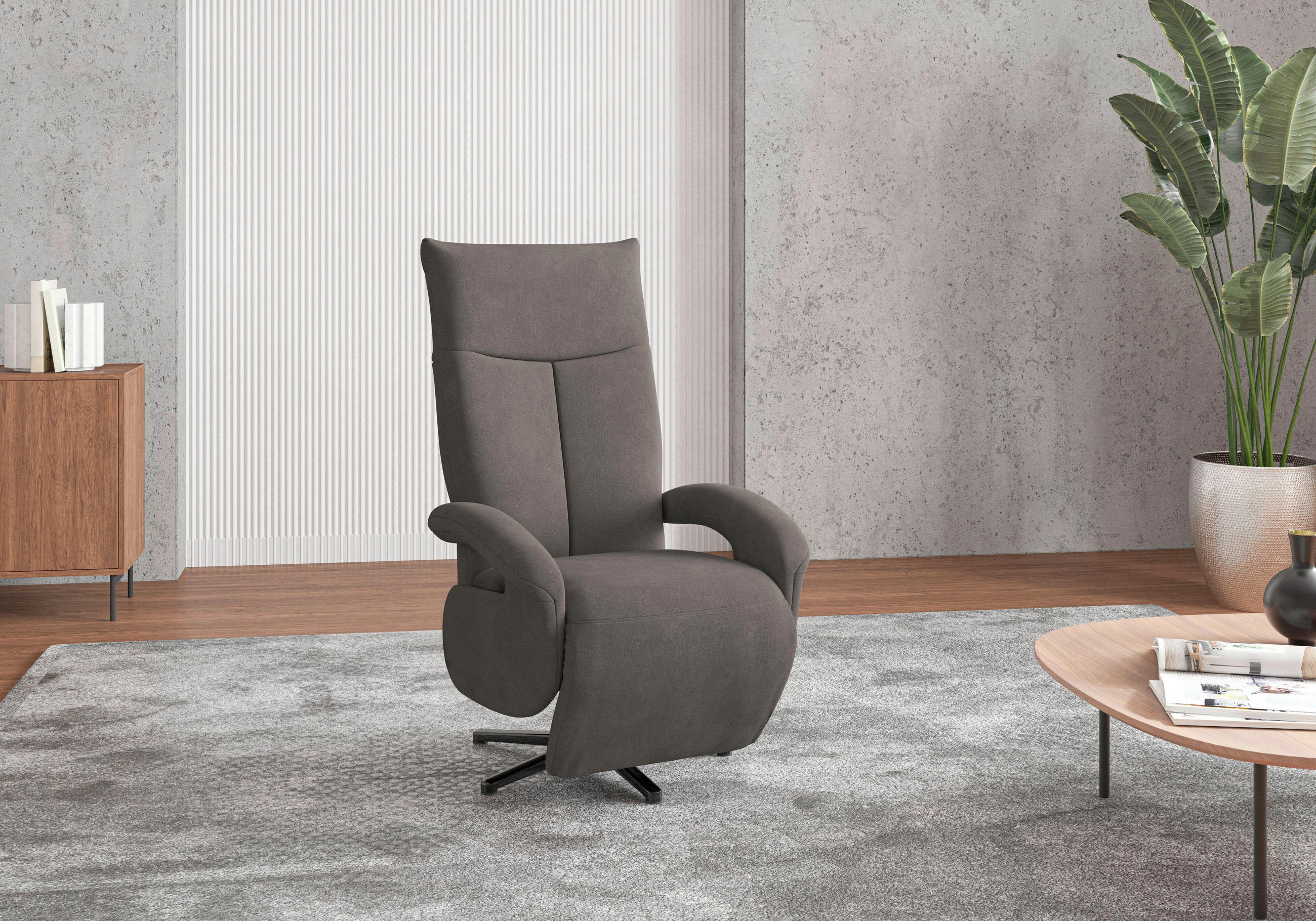 SESSEL in Flachgewebe Graphitfarben  - Schwarz/Graphitfarben, MODERN, Textil/Metall (74/112/82cm) - Sit & More