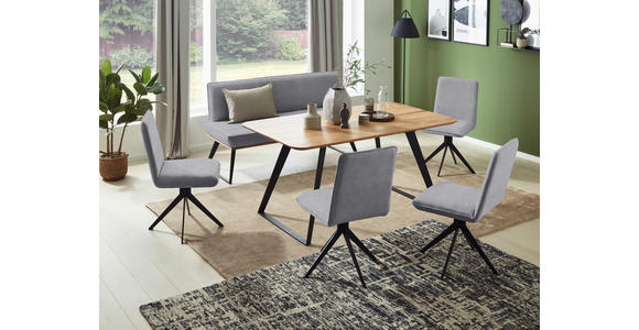 SITZBANK 160/87/64 cm  in Grau, Schwarz, Eichefarben  - Eichefarben/Schwarz, Design, Holz/Textil (160/87/64cm) - Voleo