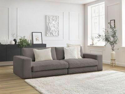 3-SITZER-SOFA LEONARD Cord Taupe  - Taupe/Schwarz, MODERN, Kunststoff/Textil (274/77/109cm)