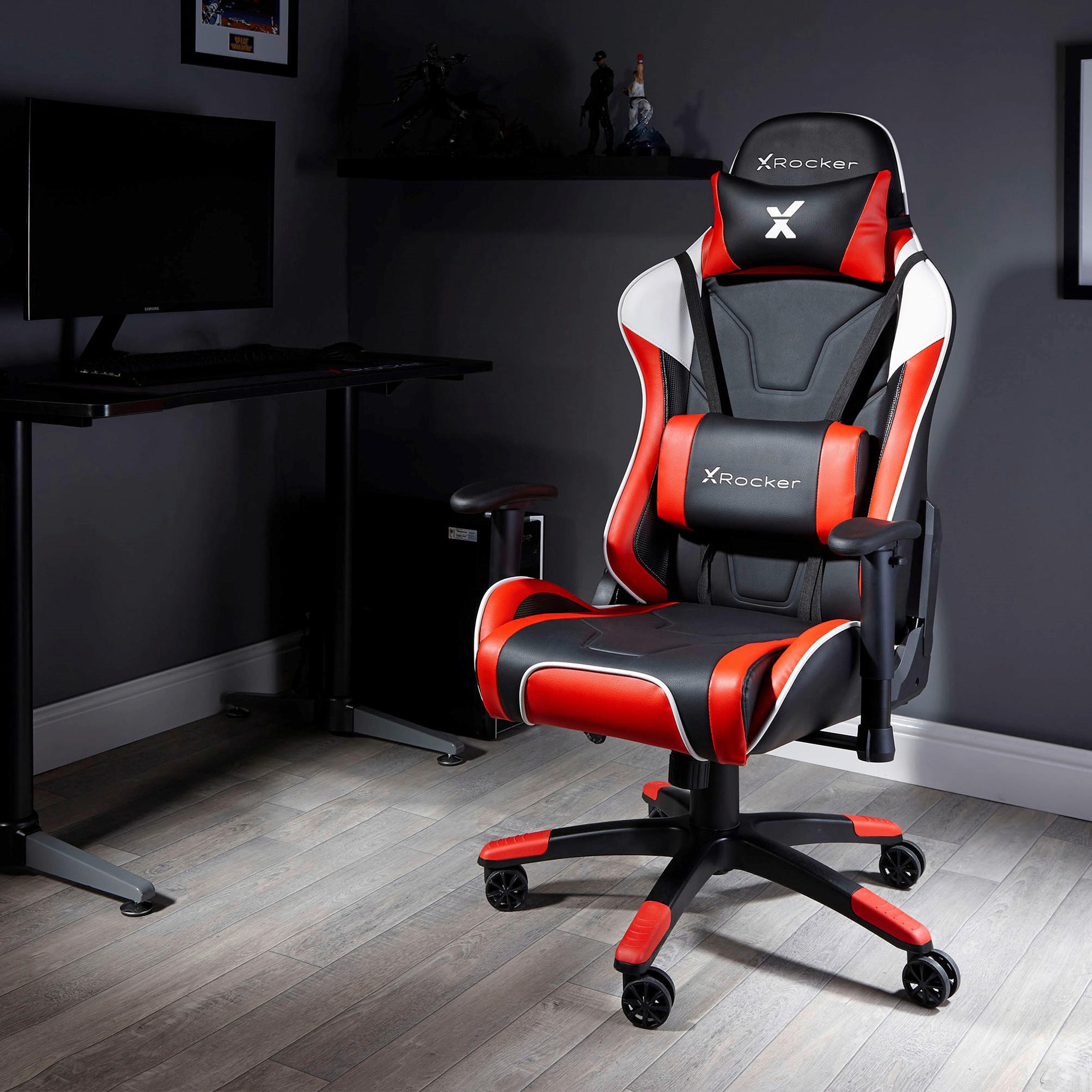 GAMINGSTUHL Rot, Schwarz Metall, Kunststoff, Textil   - Rot/Schwarz, MODERN, Kunststoff/Textil (59,9/122/66cm) - X Rocker