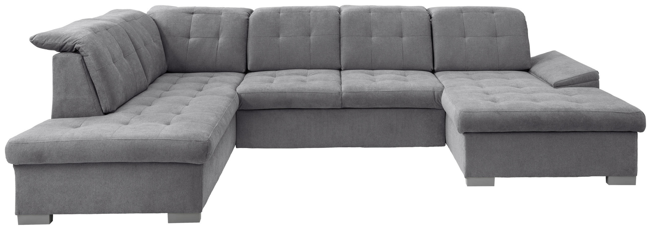 WOHNLANDSCHAFT in Chenille Dunkelgrau  - Chromfarben/Dunkelgrau, MODERN, Kunststoff/Textil (212/330/169cm) - Livetastic
