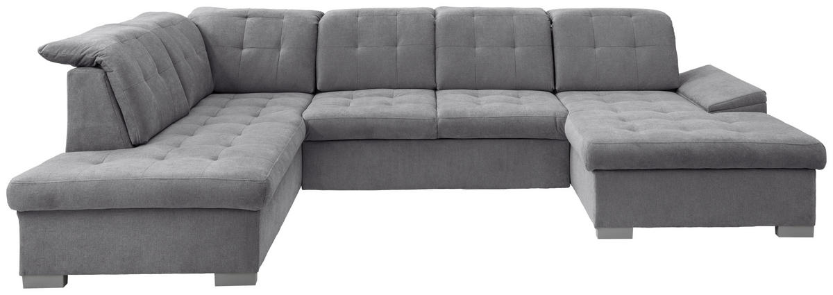 WOHNLANDSCHAFT Dunkelgrau Chenille  - Chromfarben/Dunkelgrau, MODERN, Kunststoff/Textil (212/330/169cm) - Livetastic
