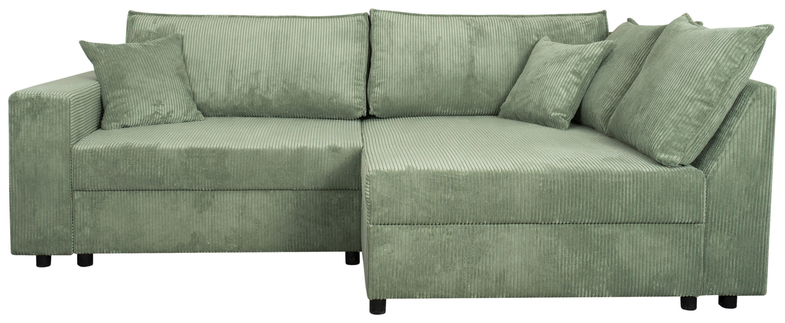 ECKSOFA Salbeigrün Cord  - Salbeigrün/Schwarz, KONVENTIONELL, Kunststoff/Textil (245/153cm) - Carryhome