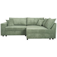 ECKSOFA Salbeigrün Cord  - Salbeigrün/Schwarz, KONVENTIONELL, Kunststoff/Textil (245/153cm) - Carryhome