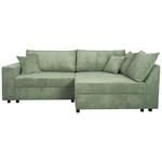 ECKSOFA Salbeigrün Cord  - Salbeigrün/Schwarz, KONVENTIONELL, Kunststoff/Textil (245/153cm) - Carryhome