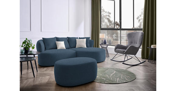 ECKSOFA in Plüsch Dunkelblau  - Creme/Schwarz, MODERN, Kunststoff/Textil (235/166cm) - Hom`in