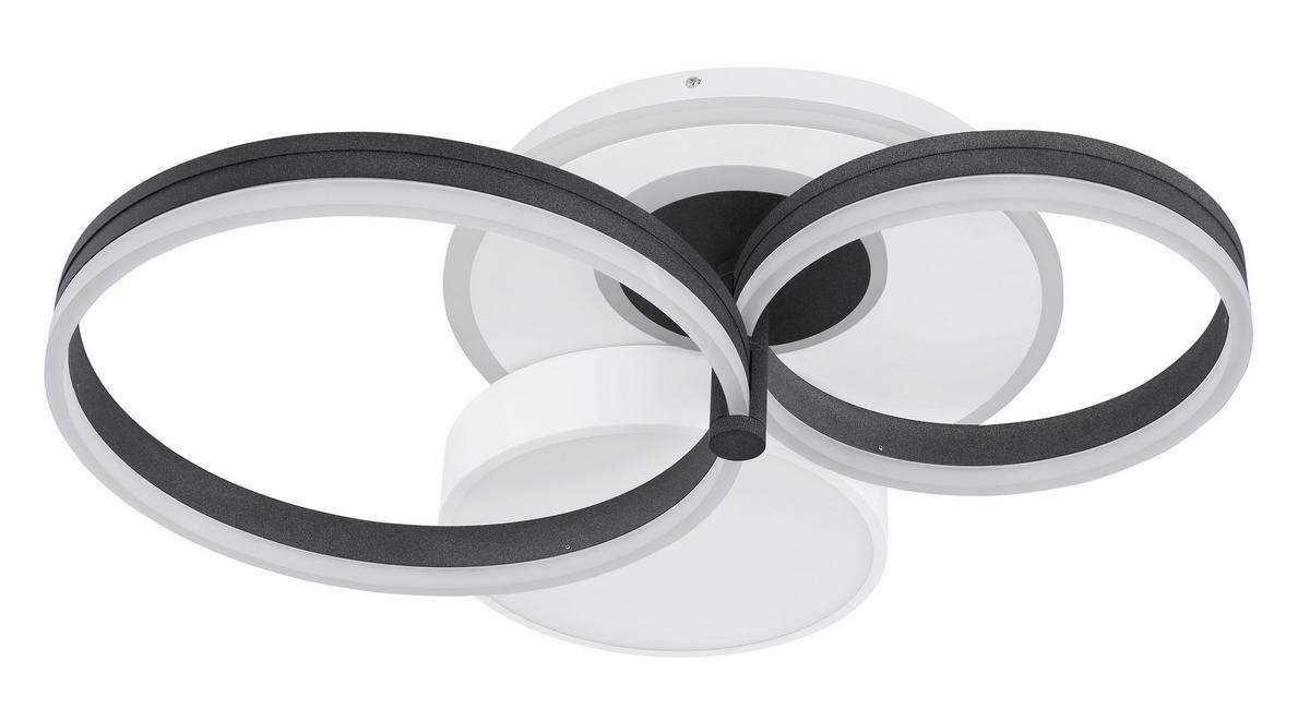 LED-DECKENLEUCHTE Tuya 69/59/16 cm   - Opal/Schwarz, Design, Kunststoff/Metall (69/59/16cm)