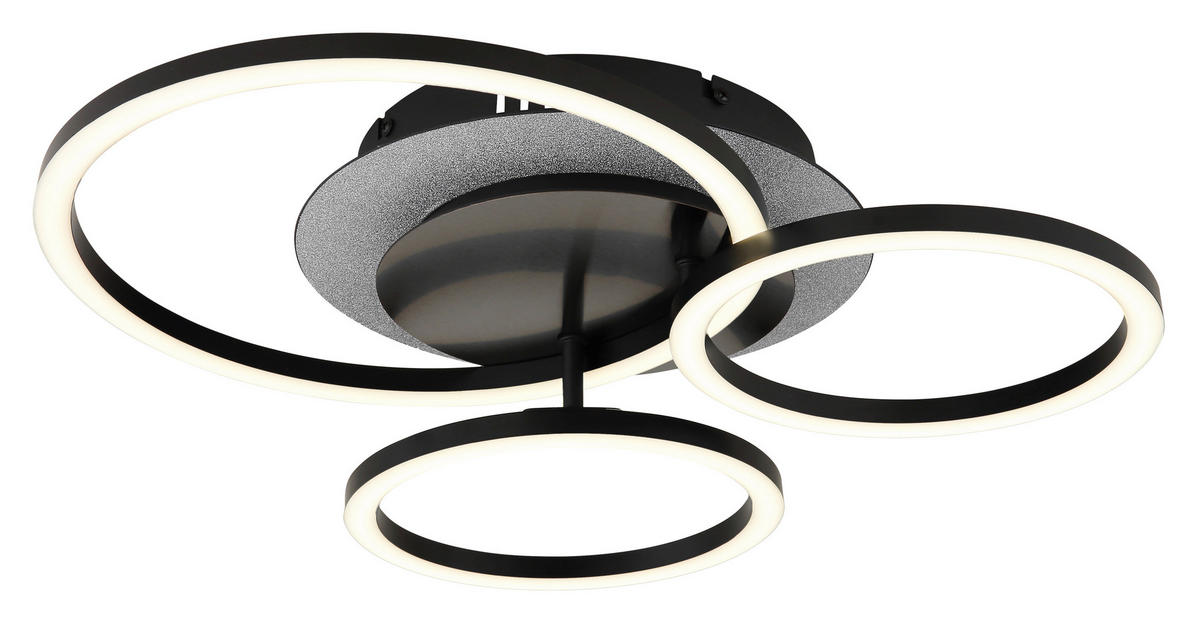 LED-DECKENLEUCHTE 46/42/11,5 cm   - Silberfarben/Schwarzchrom, Design, Kunststoff/Metall (46/42/11,5cm) - Globo