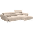 ECKSOFA  in Cord Taupe  277/174 cm  - Taupe/Schwarz, KONVENTIONELL, Textil/Metall (277/174cm) - Carryhome