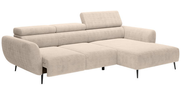 ECKSOFA  in Cord Taupe  277/174 cm  - Taupe/Schwarz, KONVENTIONELL, Textil/Metall (277/174cm) - Carryhome
