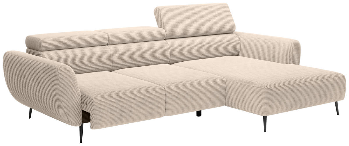 ECKSOFA in Cord Taupe  - Taupe/Schwarz, Konventionell, Textil/Metall (277/174cm) - Carryhome