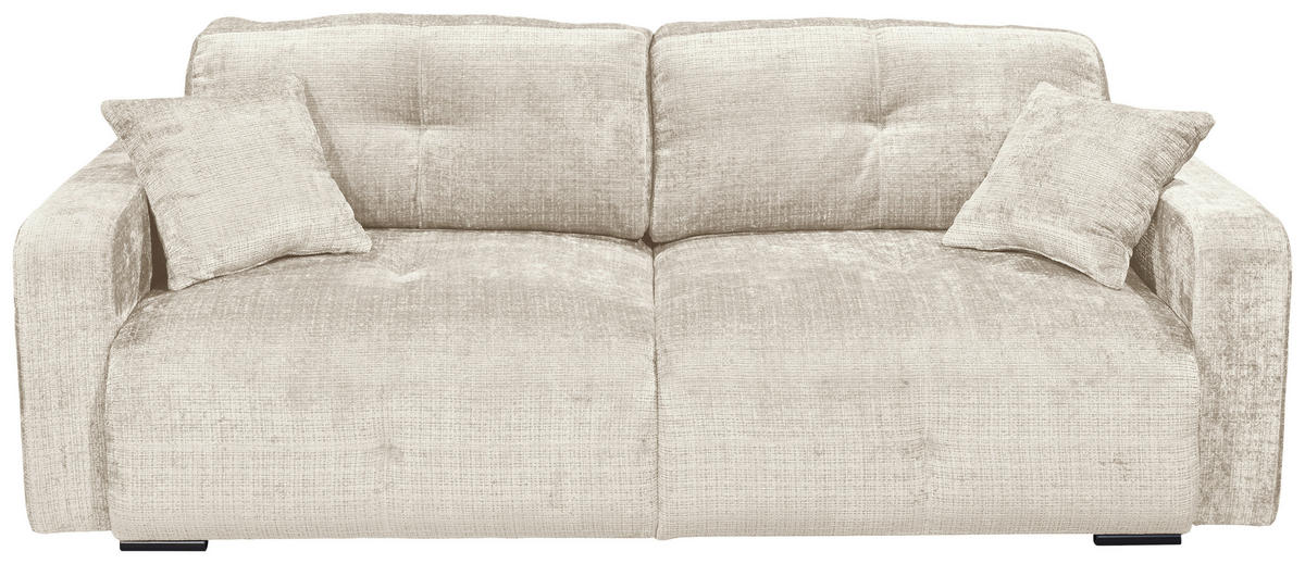 SCHLAFSOFA  mit Schlafen auf Sitzhöhe, Rücken echt, Armteil links, Armteil rechts Chenille Beige  - Beige/Schwarz, KONVENTIONELL, Kunststoff/Textil (235/88/120cm) - MID.YOU