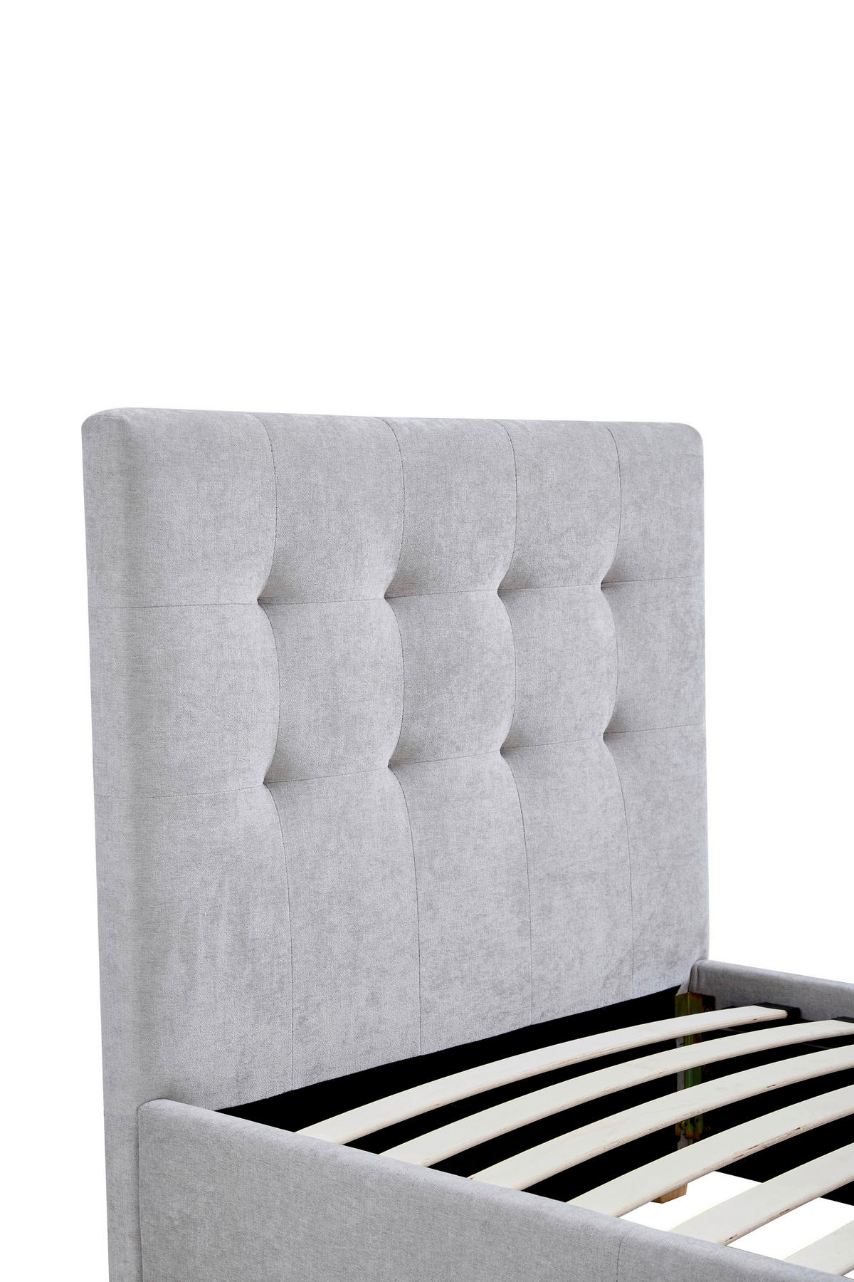 POLSTERBETT 90/200 cm, inkl. gepolstertes Kopfteil, Lattenrost, Bettschubladen,  in Hellgrau  - Hellgrau/Naturfarben, Design, Holz/Textil (90/200cm) - Boxxx