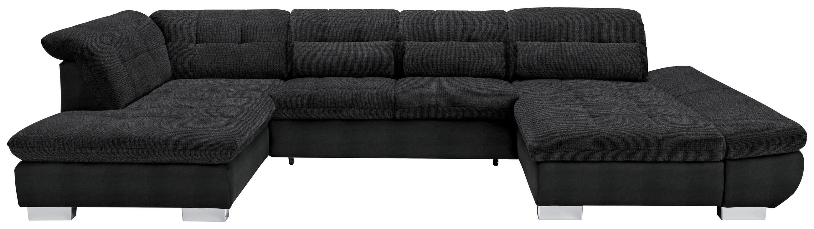 WOHNLANDSCHAFT in Mikrofaser Graphitfarben  - Chromfarben/Graphitfarben, Design, Kunststoff/Textil (211/350/204cm) - Xora