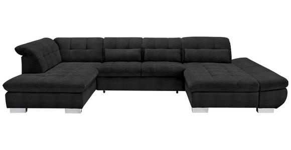 WOHNLANDSCHAFT in Mikrofaser Graphitfarben - Chromfarben/Graphitfarben, Design, Kunststoff/Textil (211/350/204cm) - Xora