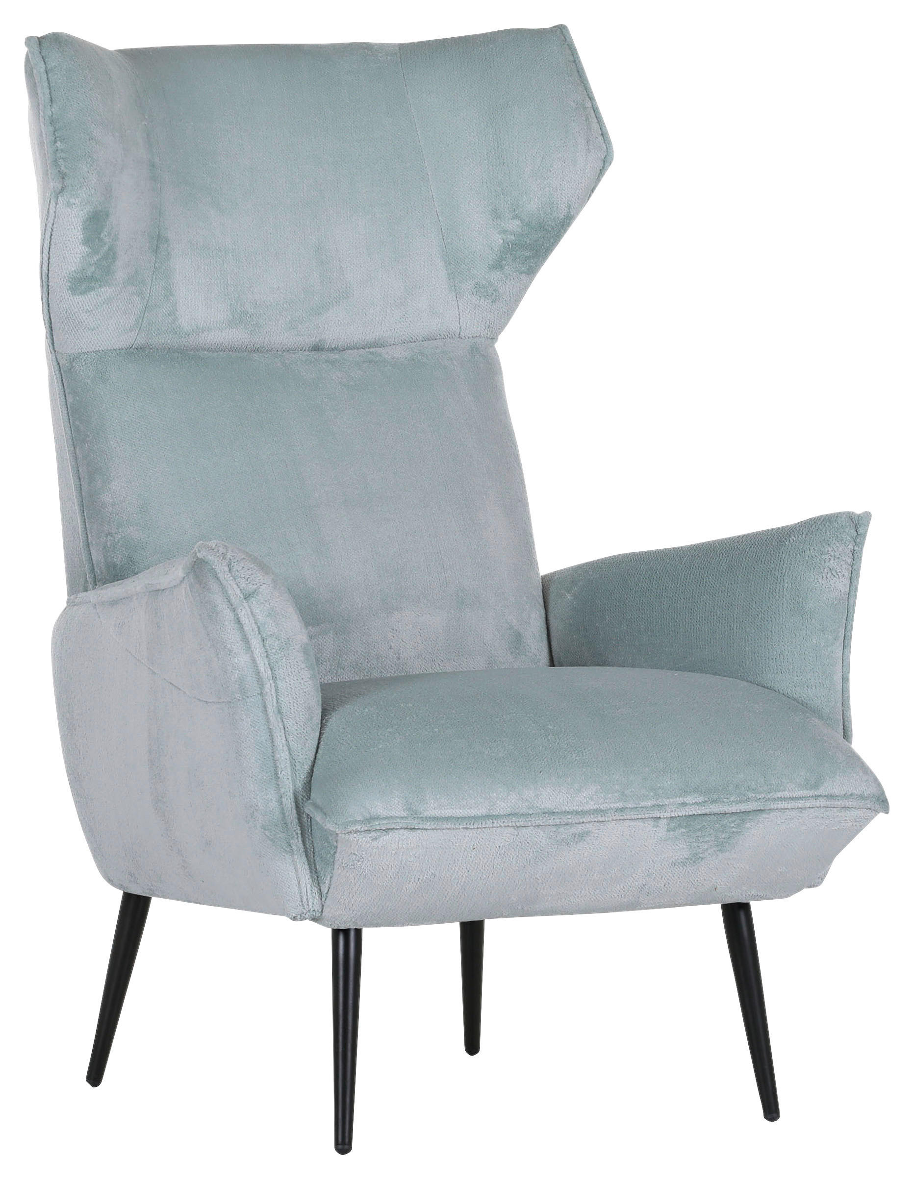 OHRENSESSEL Plüsch Mintgrün  - Schwarz/Hellblau, KONVENTIONELL, Textil/Metall (83/110/92cm) - Carryhome