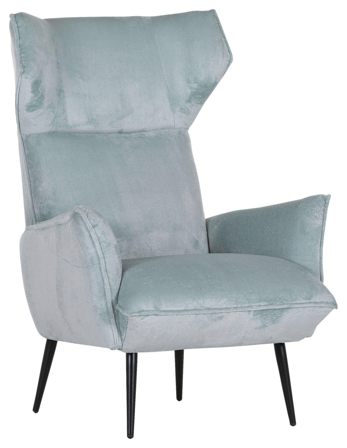 OHRENSESSEL in Plüsch Mintgrün  - Schwarz/Hellblau, KONVENTIONELL, Textil/Metall (83/110/92cm) - Carryhome