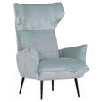 OHRENSESSEL Plüsch Mintgrün  - Schwarz/Hellblau, KONVENTIONELL, Textil/Metall (83/110/92cm) - Carryhome
