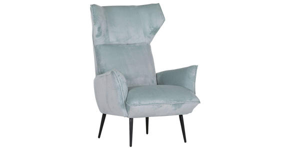 OHRENSESSEL Plüsch Mintgrün  - Schwarz/Hellblau, KONVENTIONELL, Textil/Metall (83/110/92cm) - Carryhome