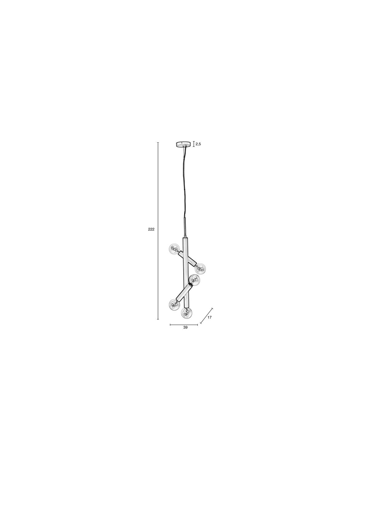HÄNGELEUCHTE 17/222/39 cm  - Schwarz, Basics, Metall (17/222/39cm) - Zuiver