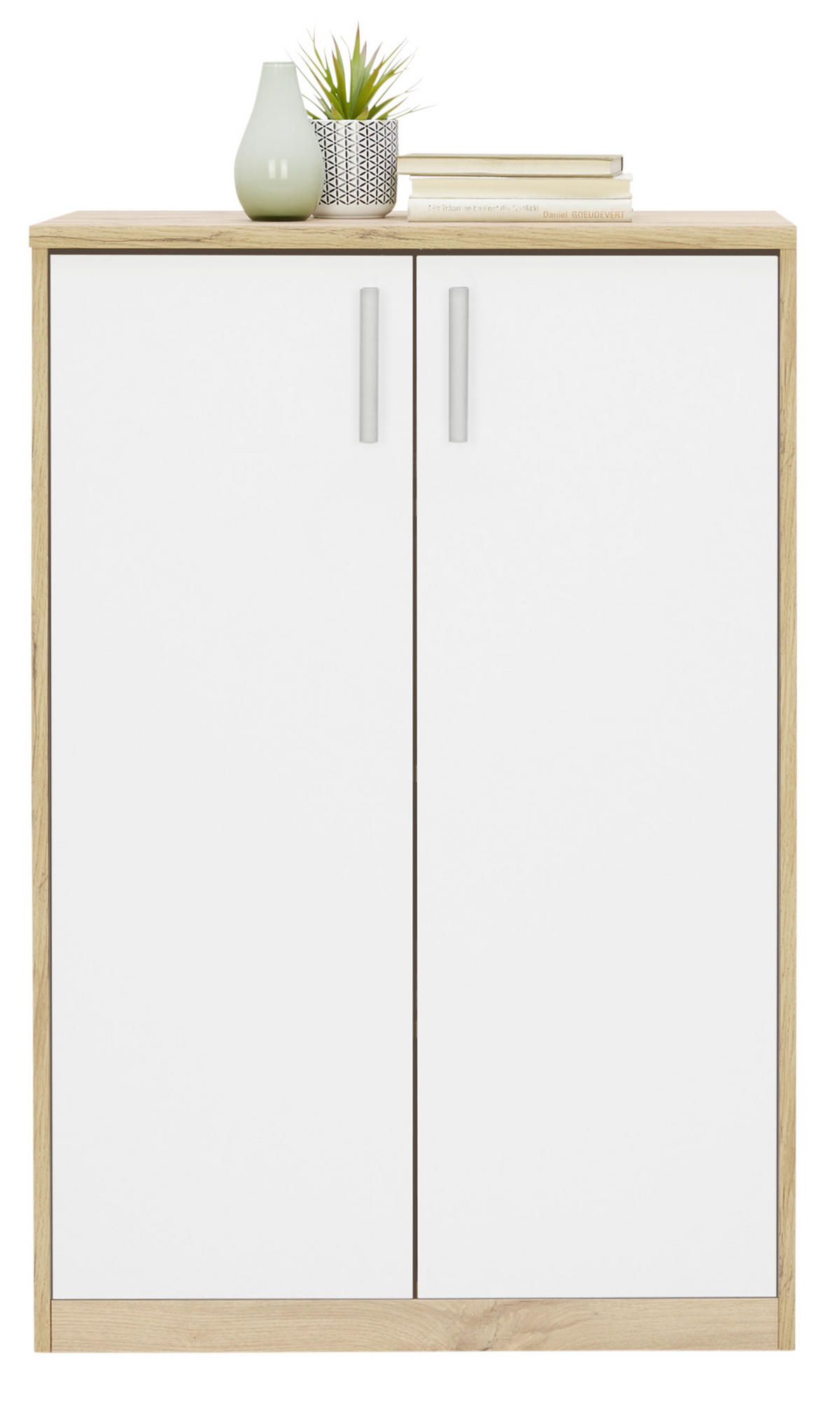 KOMMODE 72,0/110,0/36,0 cm  in Weiss, Eiche Wotan  - Weiss/Silberfarben, Konventionell, Holzwerkstoff/Kunststoff (72,0/110,0/36,0cm) - Xora