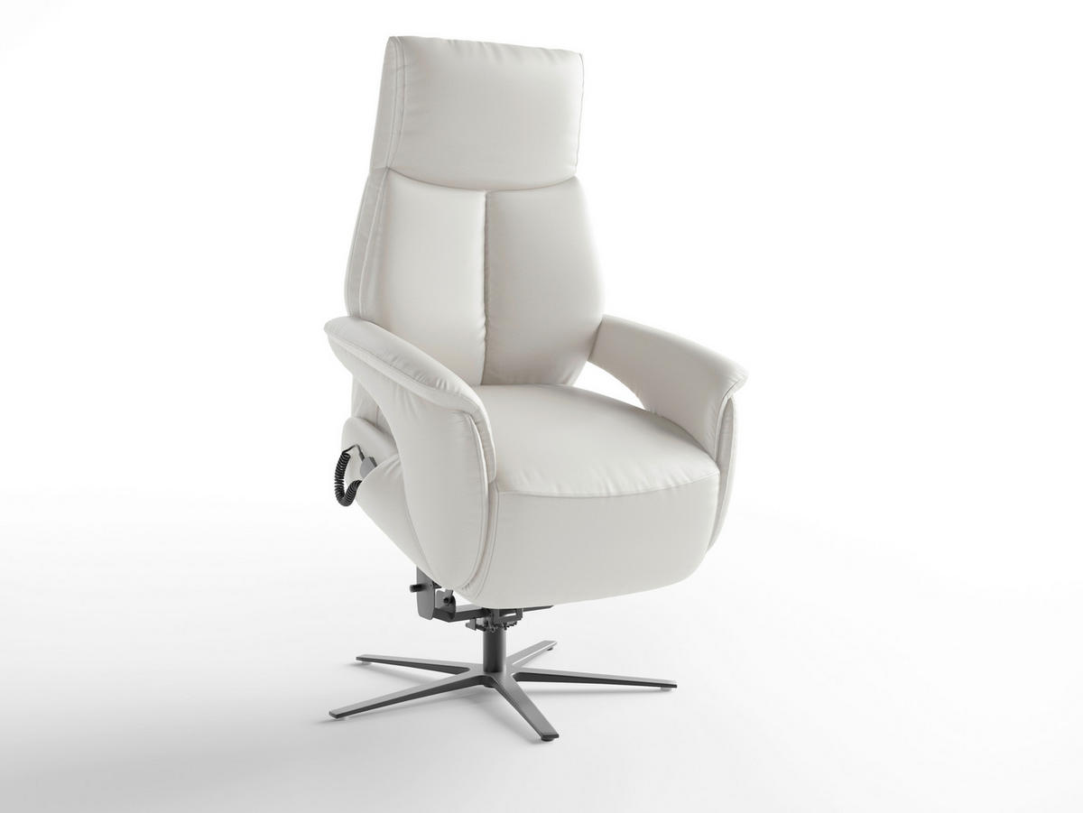 RELAXAČNÉ KRESLO, koža, biela - čierna/biela, Basics, kov/koža (75/113/85cm) - Sit & More